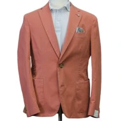 Coral Orange Eames Modern Fit Unconstructed Cotton Stretch Jacket - Jack Victor
