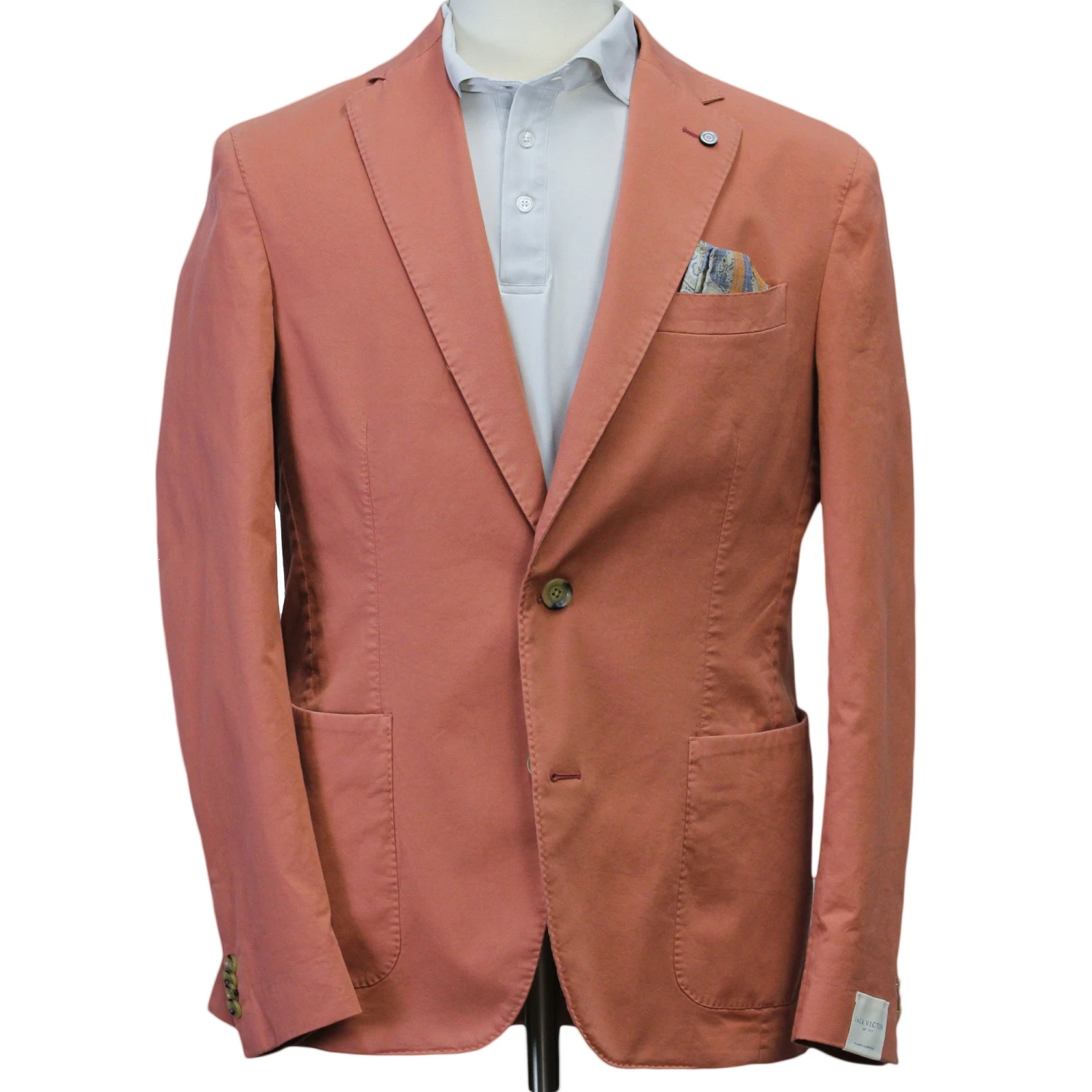 Coral Orange Eames Modern Fit Unconstructed Cotton Stretch Jacket - Jack Victor 3 Coral Orange Eames Modern Fit Unconstructed Cotton Stretch Jacket - Jack Victor