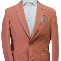 Coral Orange Eames Modern Fit Unconstructed Cotton Stretch Jacket - Jack Victor 11 Coral Orange Eames Modern Fit Unconstructed Cotton Stretch Jacket - Jack Victor -ETON Store JACK VICTOR CORAL EAMES JACKET 2