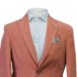 Coral Orange Eames Modern Fit Unconstructed Cotton Stretch Jacket - Jack Victor 12 Coral Orange Eames Modern Fit Unconstructed Cotton Stretch Jacket - Jack Victor -ETON Store JACK VICTOR CORAL EAMES JACKET 3