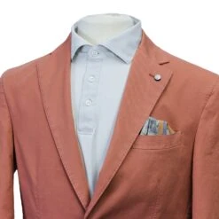 Coral Orange Eames Modern Fit Unconstructed Cotton Stretch Jacket - Jack Victor 13 Coral Orange Eames Modern Fit Unconstructed Cotton Stretch Jacket - Jack Victor -ETON Store JACK VICTOR CORAL EAMES JACKET 5