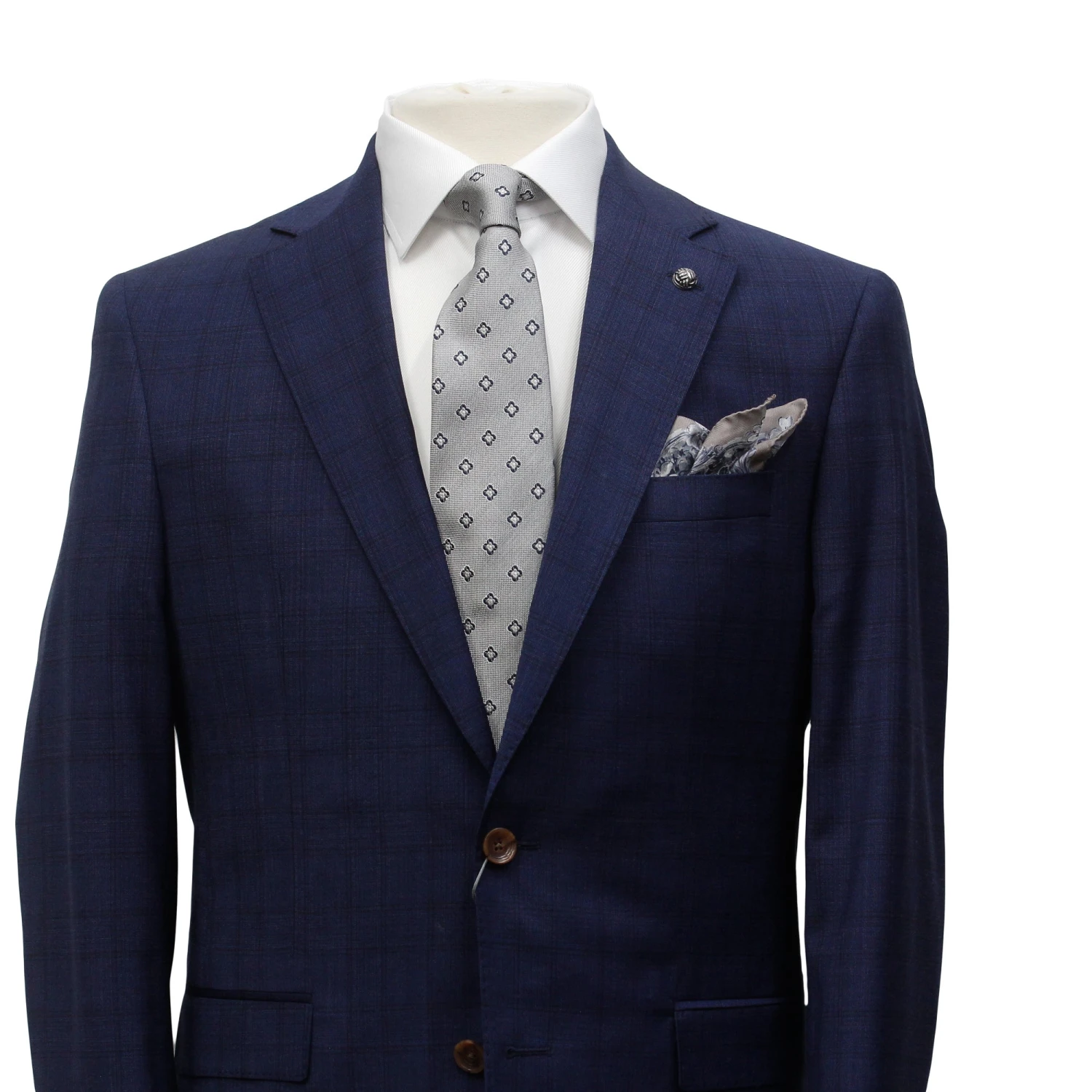 Deep Blue Check Modern Fit Esprit Super 110s Wool Suit - Jack Victor 5 Deep Blue Check Modern Fit Esprit Super 110s Wool Suit - Jack Victor - Image 3