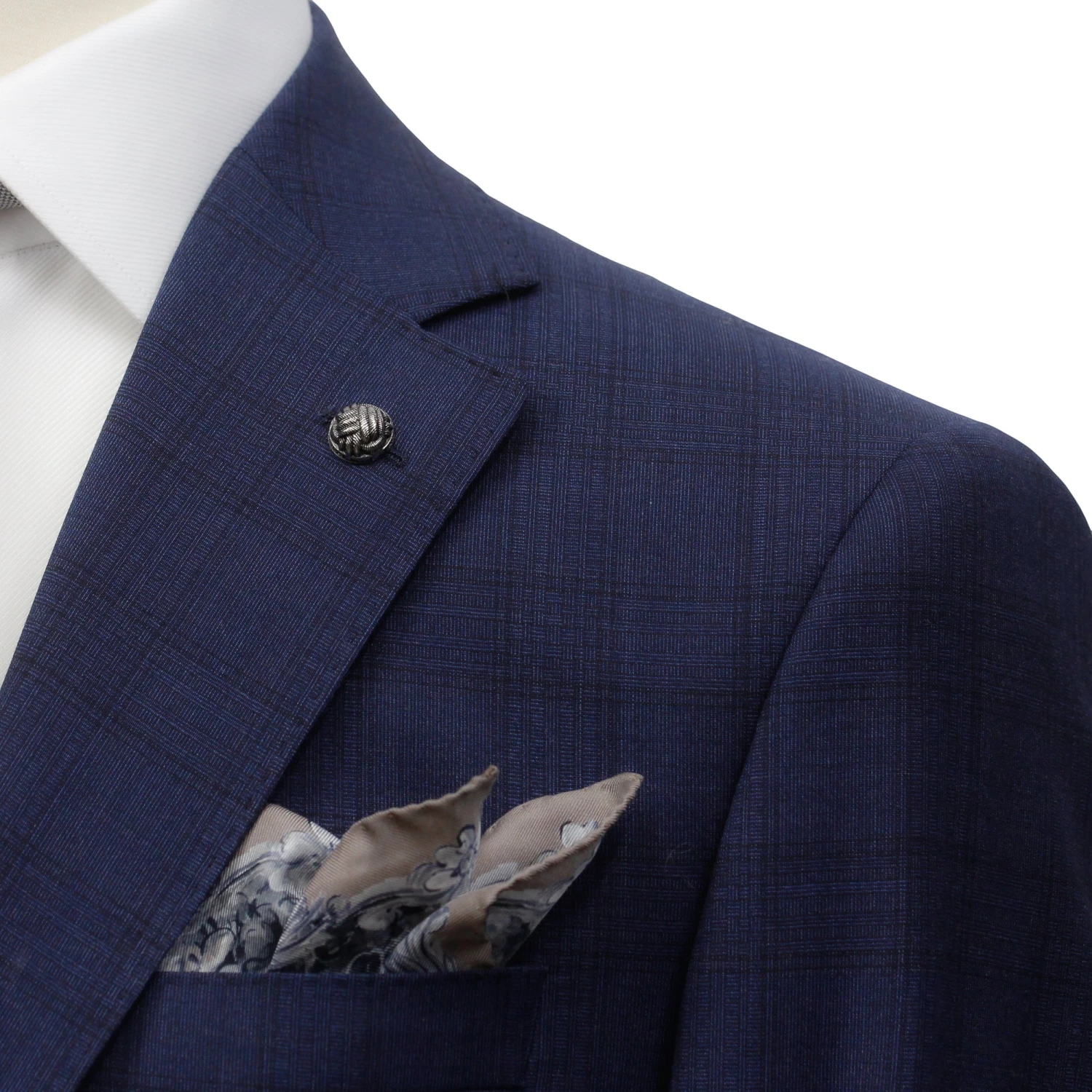 Deep Blue Check Modern Fit Esprit Super 110s Wool Suit - Jack Victor 4 Deep Blue Check Modern Fit Esprit Super 110s Wool Suit - Jack Victor - Image 2