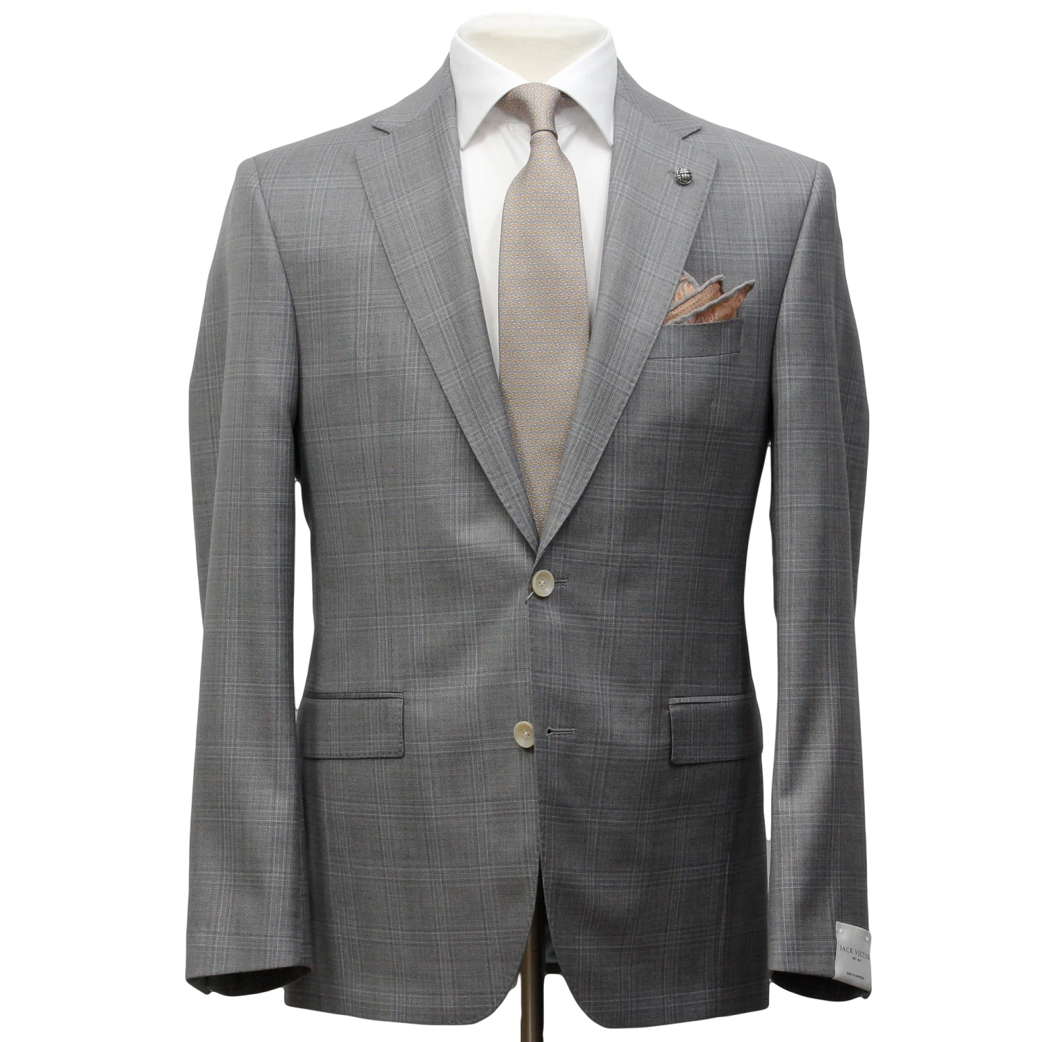 Mid-Gray Check Esprit Modern Fit Super 110s Wool Suit - Jack Victor 3 Mid-Gray Check Esprit Modern Fit Super 110s Wool Suit - Jack Victor