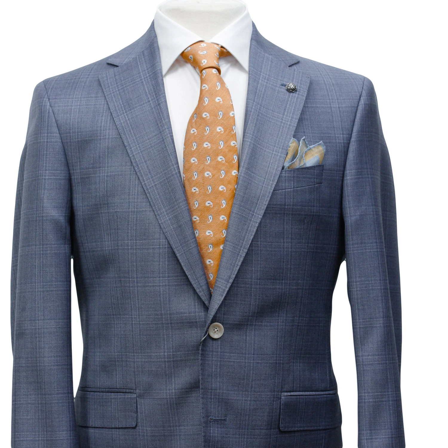 Light Blue Check Esprit Modern Fit Super 110s Wool Suit - Jack Victor 7 Light Blue Check Esprit Modern Fit Super 110s Wool Suit - Jack Victor - Image 5