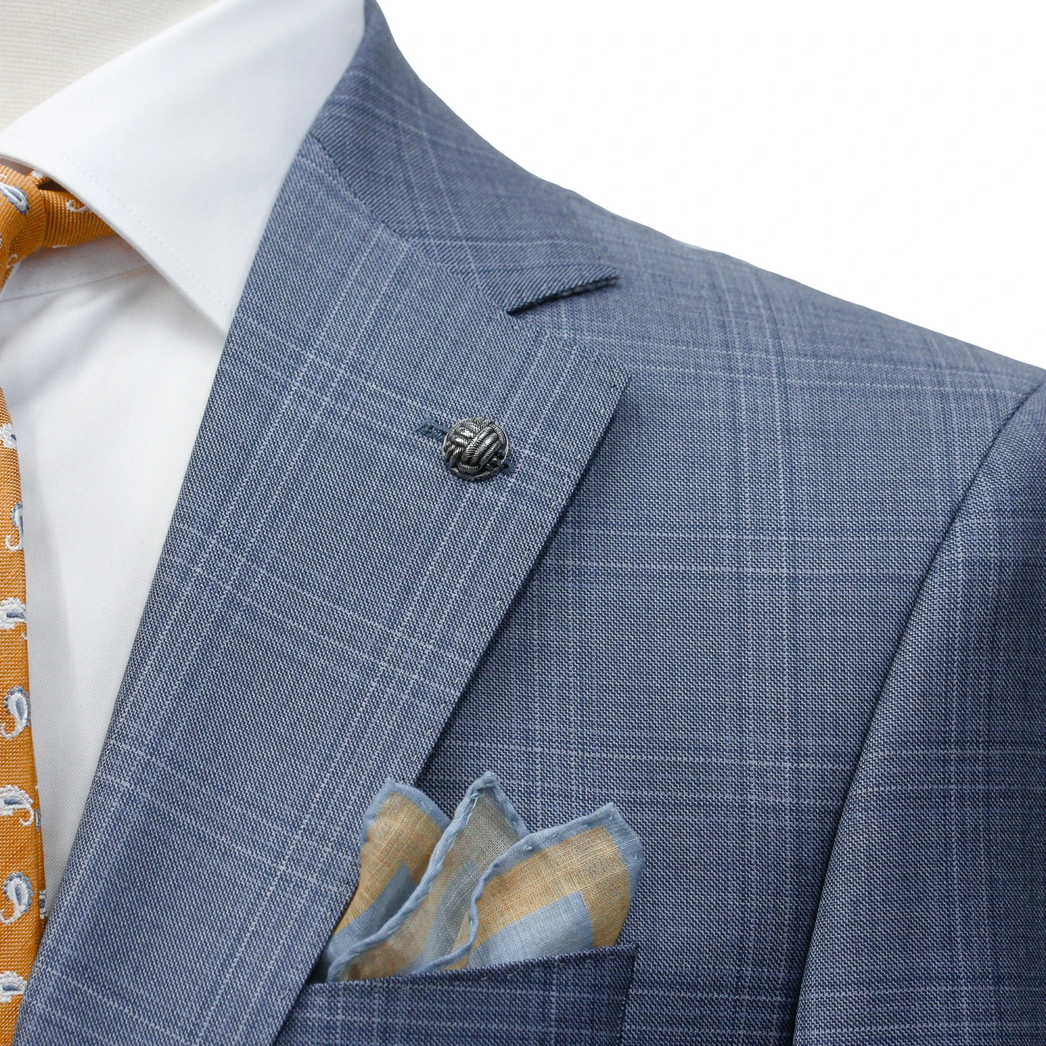 Light Blue Check Esprit Modern Fit Super 110s Wool Suit - Jack Victor 6 Light Blue Check Esprit Modern Fit Super 110s Wool Suit - Jack Victor - Image 4