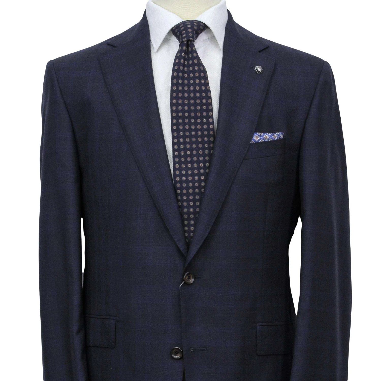 Blue Check Loro Piana Super 200's Wool Essence Modern Fit Suit - Jack Victor 1913 4 Blue Check Loro Piana Super 200's Wool Essence Modern Fit Suit - Jack Victor 1913 - Image 2