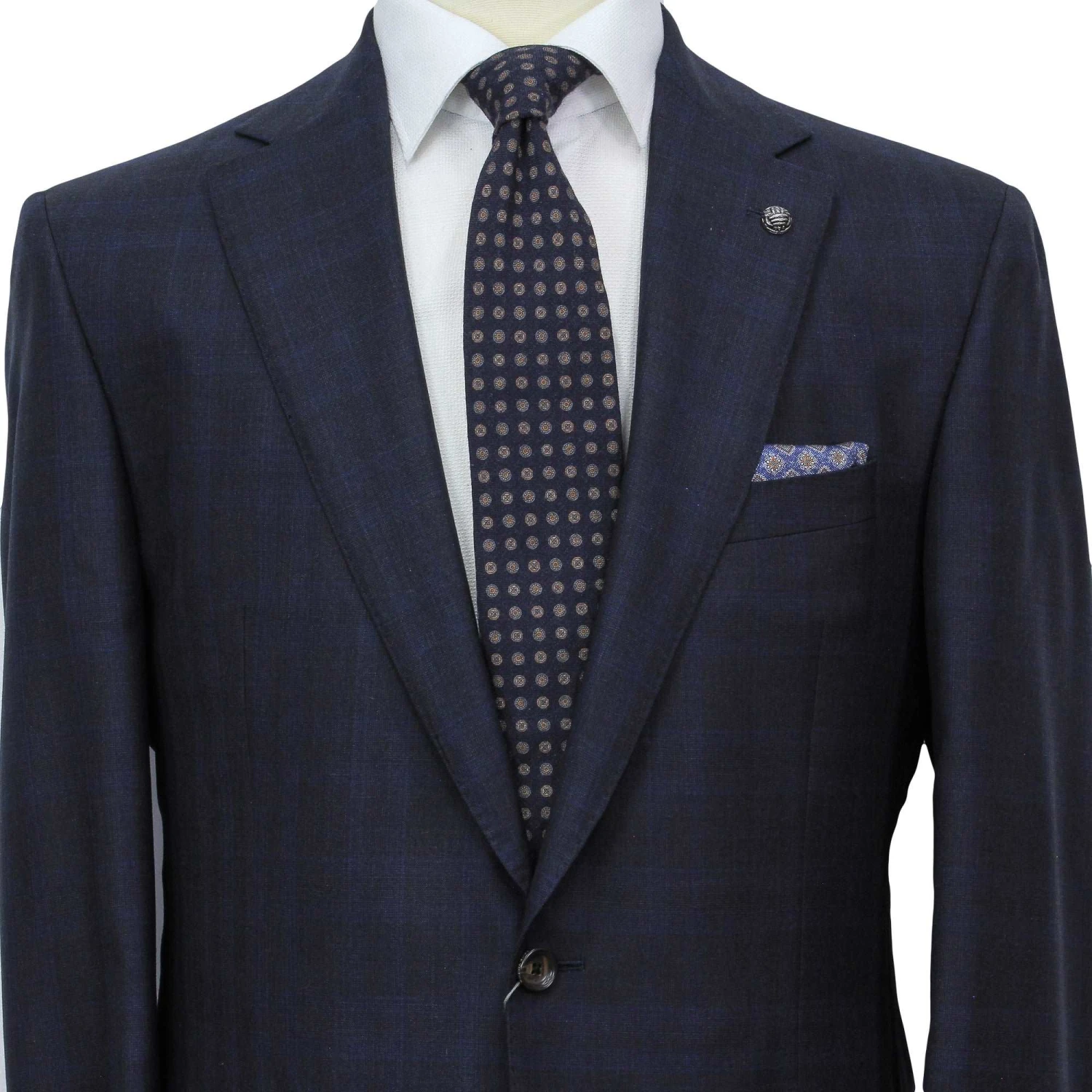 Blue Check Loro Piana Super 200's Wool Essence Modern Fit Suit - Jack Victor 1913 5 Blue Check Loro Piana Super 200's Wool Essence Modern Fit Suit - Jack Victor 1913 - Image 3