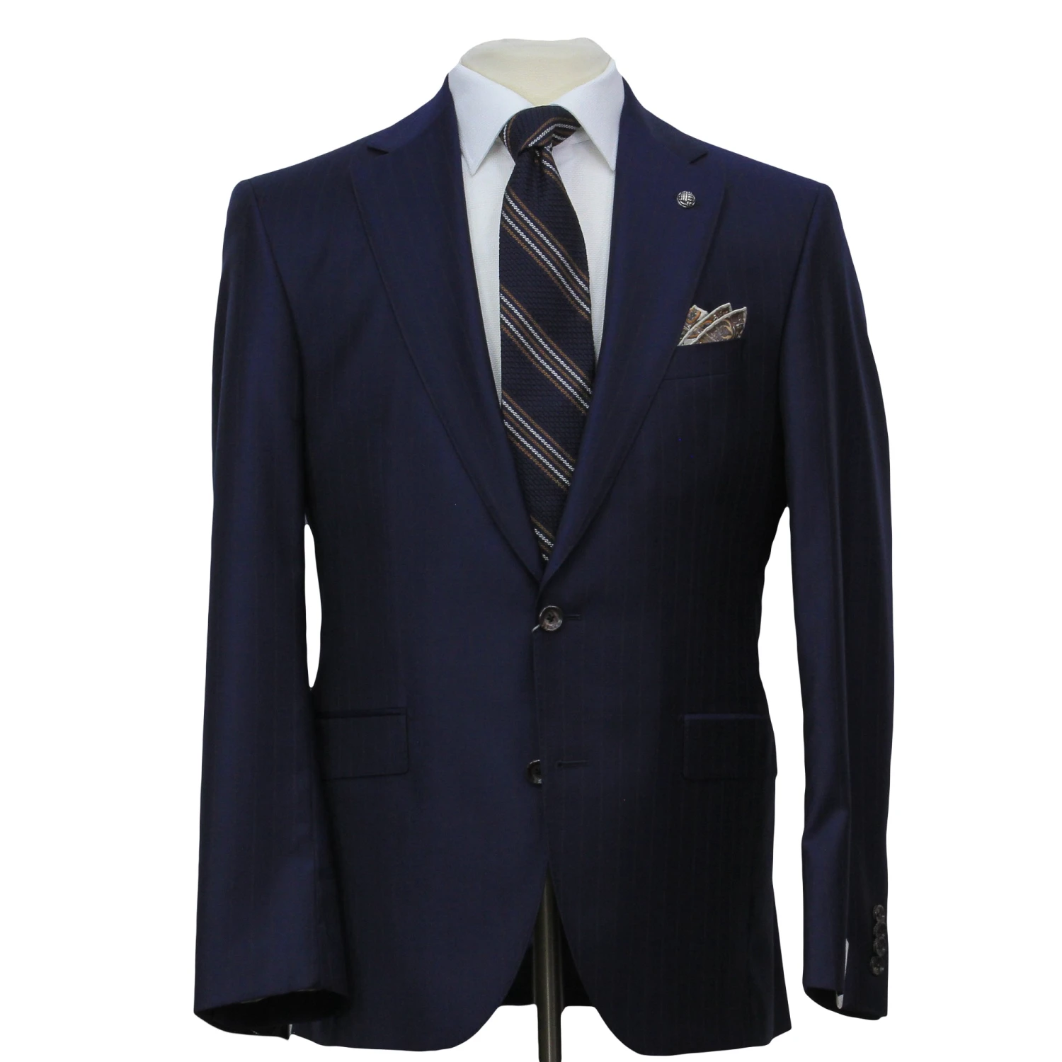 Blue Striped Loro Piana Super 170's Wool-Cashmere Modern Fit Suit - Jack Victor 1913 3 Blue Striped Loro Piana Super 170's Wool-Cashmere Modern Fit Suit - Jack Victor 1913