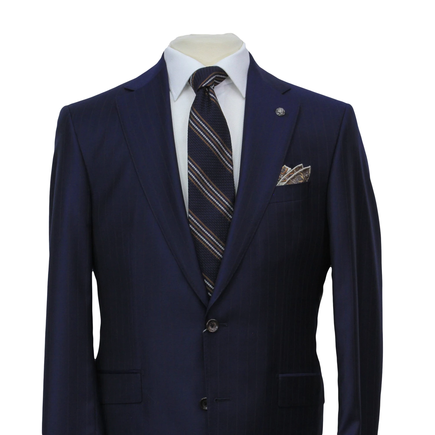 Blue Striped Loro Piana Super 170's Wool-Cashmere Modern Fit Suit - Jack Victor 1913 5 Blue Striped Loro Piana Super 170's Wool-Cashmere Modern Fit Suit - Jack Victor 1913 - Image 3