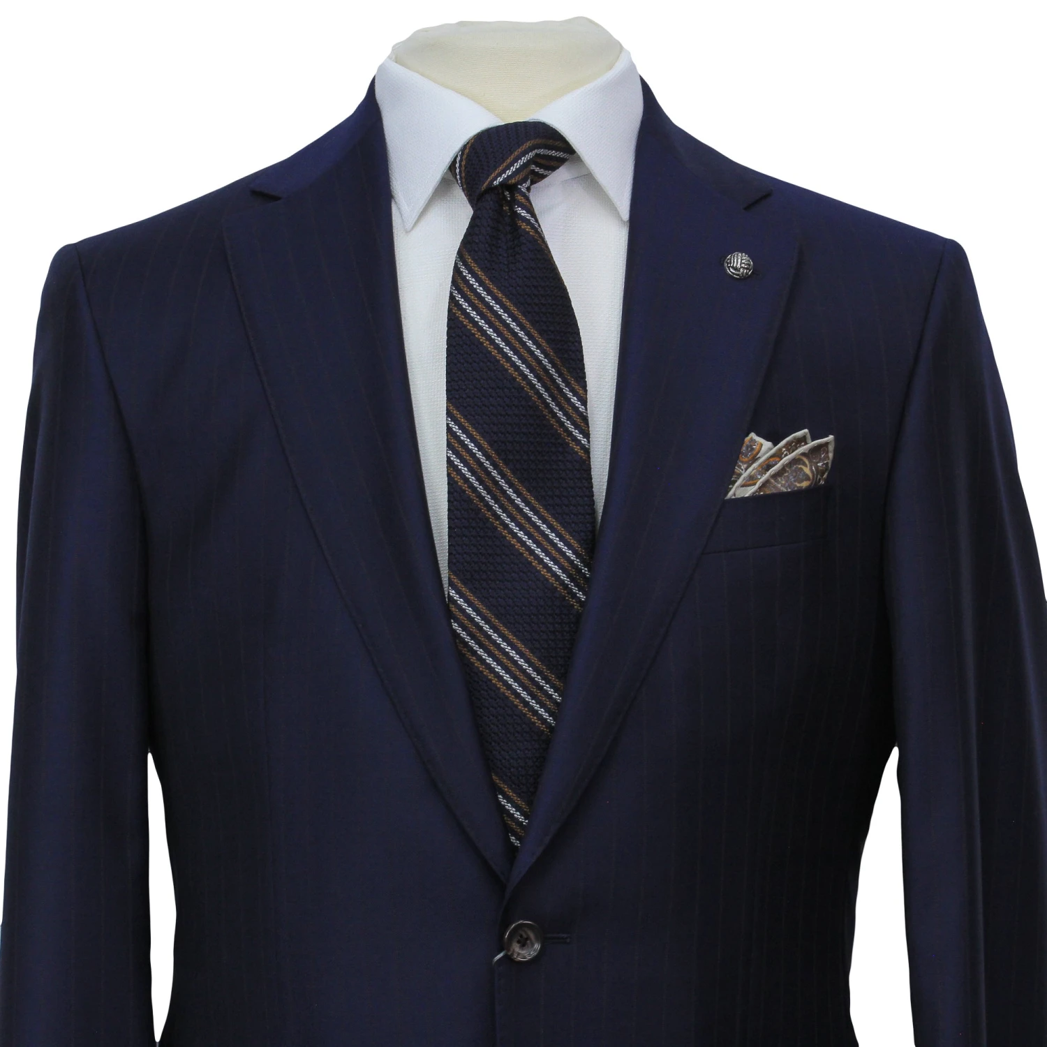 Blue Striped Loro Piana Super 170's Wool-Cashmere Modern Fit Suit - Jack Victor 1913 6 Blue Striped Loro Piana Super 170's Wool-Cashmere Modern Fit Suit - Jack Victor 1913 - Image 4