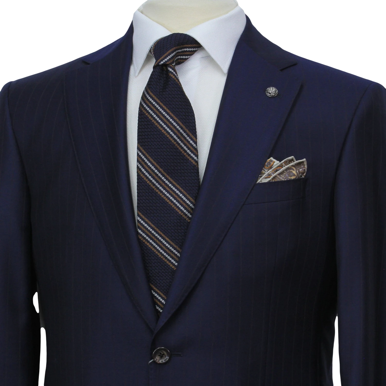 Blue Striped Loro Piana Super 170's Wool-Cashmere Modern Fit Suit - Jack Victor 1913 4 Blue Striped Loro Piana Super 170's Wool-Cashmere Modern Fit Suit - Jack Victor 1913 - Image 2