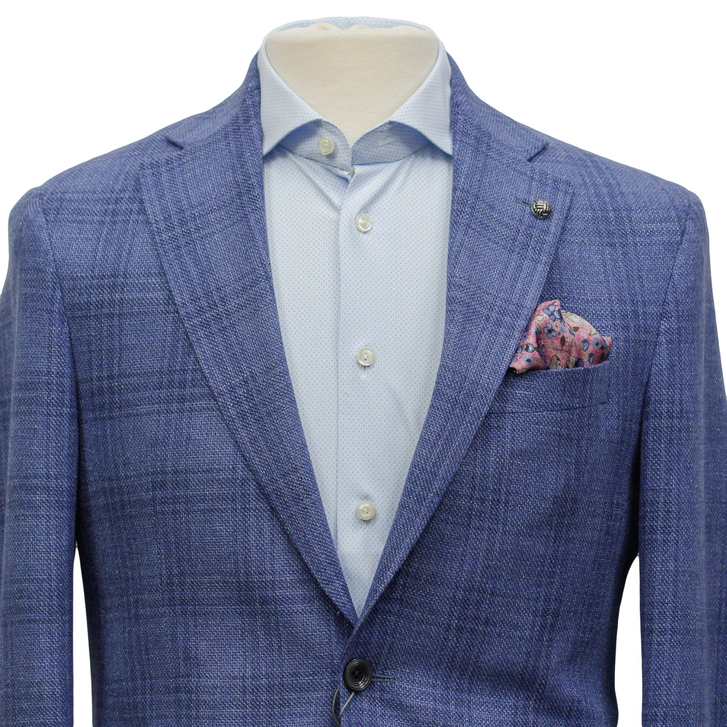 Mid-Blue Check Wool-Linen Hampton Contemporary Fit Sport Jacket - Jack Victor 10 Mid-Blue Check Wool-Linen Hampton Contemporary Fit Sport Jacket - Jack Victor - Image 8