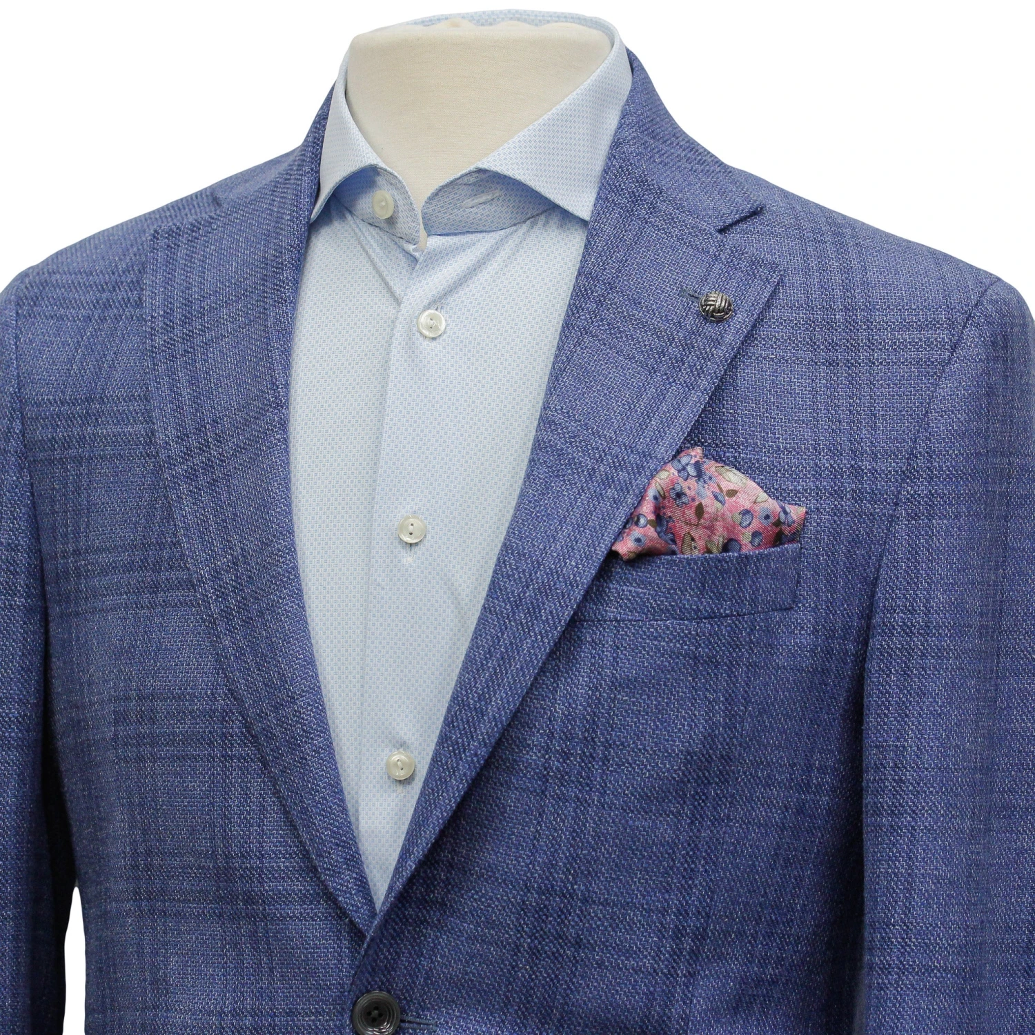 Mid-Blue Check Wool-Linen Hampton Contemporary Fit Sport Jacket - Jack Victor 9 Mid-Blue Check Wool-Linen Hampton Contemporary Fit Sport Jacket - Jack Victor - Image 7