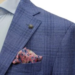 Mid-Blue Check Wool-Linen Hampton Contemporary Fit Sport Jacket - Jack Victor 17 Mid-Blue Check Wool-Linen Hampton Contemporary Fit Sport Jacket - Jack Victor -ETON Store JACK VICTOR HAMPTON C1290 5