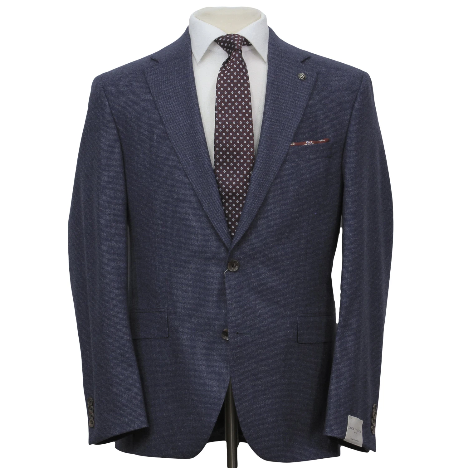 Mid Blue Micro-Patterned Esprit Modern Fit Wool Suit - Jack Victor 3 Mid Blue Micro-Patterned Esprit Modern Fit Wool Suit - Jack Victor
