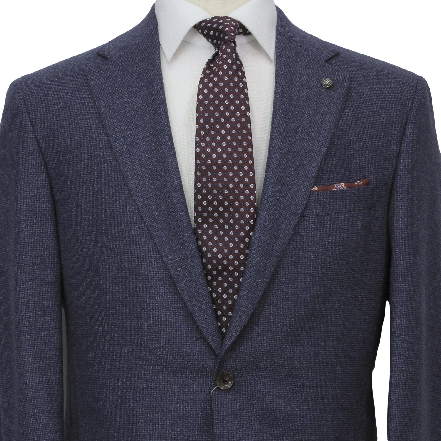 Mid Blue Micro-Patterned Esprit Modern Fit Wool Suit - Jack Victor 5 Mid Blue Micro-Patterned Esprit Modern Fit Wool Suit - Jack Victor - Image 3