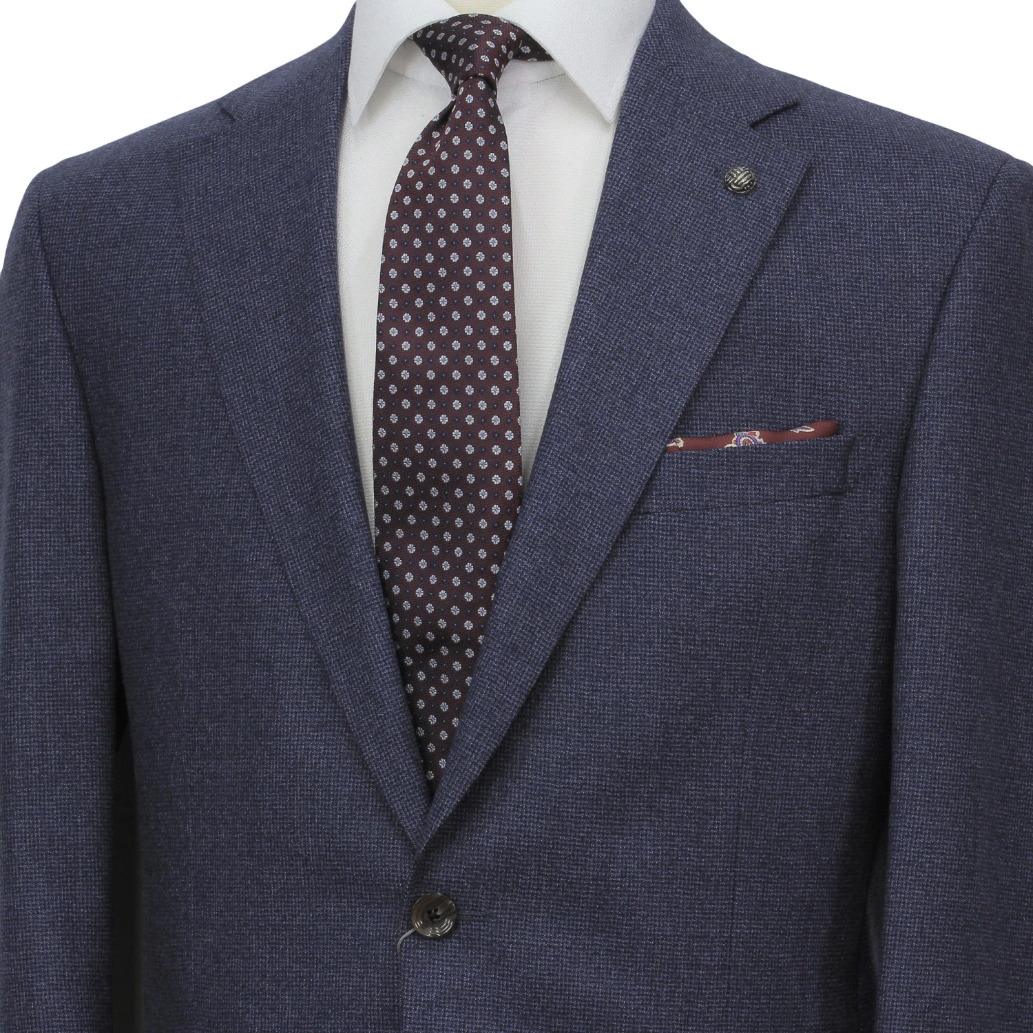 Mid Blue Micro-Patterned Esprit Modern Fit Wool Suit - Jack Victor 4 Mid Blue Micro-Patterned Esprit Modern Fit Wool Suit - Jack Victor - Image 2