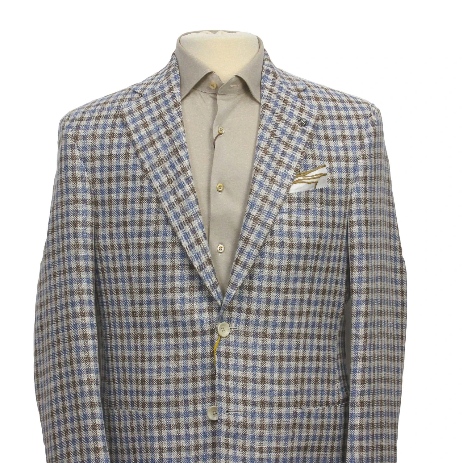 Blue & Brown Check Linen/Silk/Cotton Myles Contemporary Sport Jacket - Jack Victor 1913 6 Blue & Brown Check Linen/Silk/Cotton Myles Contemporary Sport Jacket - Jack Victor 1913 - Image 4