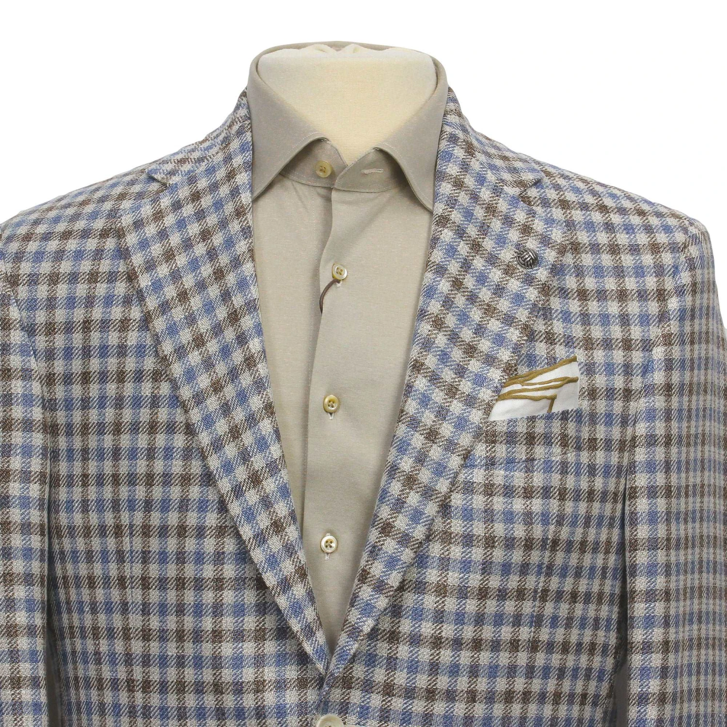 Blue & Brown Check Linen/Silk/Cotton Myles Contemporary Sport Jacket - Jack Victor 1913 8 Blue & Brown Check Linen/Silk/Cotton Myles Contemporary Sport Jacket - Jack Victor 1913 - Image 6