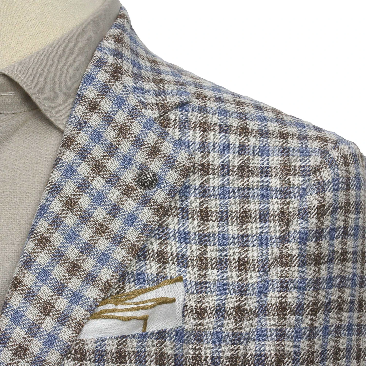 Blue & Brown Check Linen/Silk/Cotton Myles Contemporary Sport Jacket - Jack Victor 1913 7 Blue & Brown Check Linen/Silk/Cotton Myles Contemporary Sport Jacket - Jack Victor 1913 - Image 5