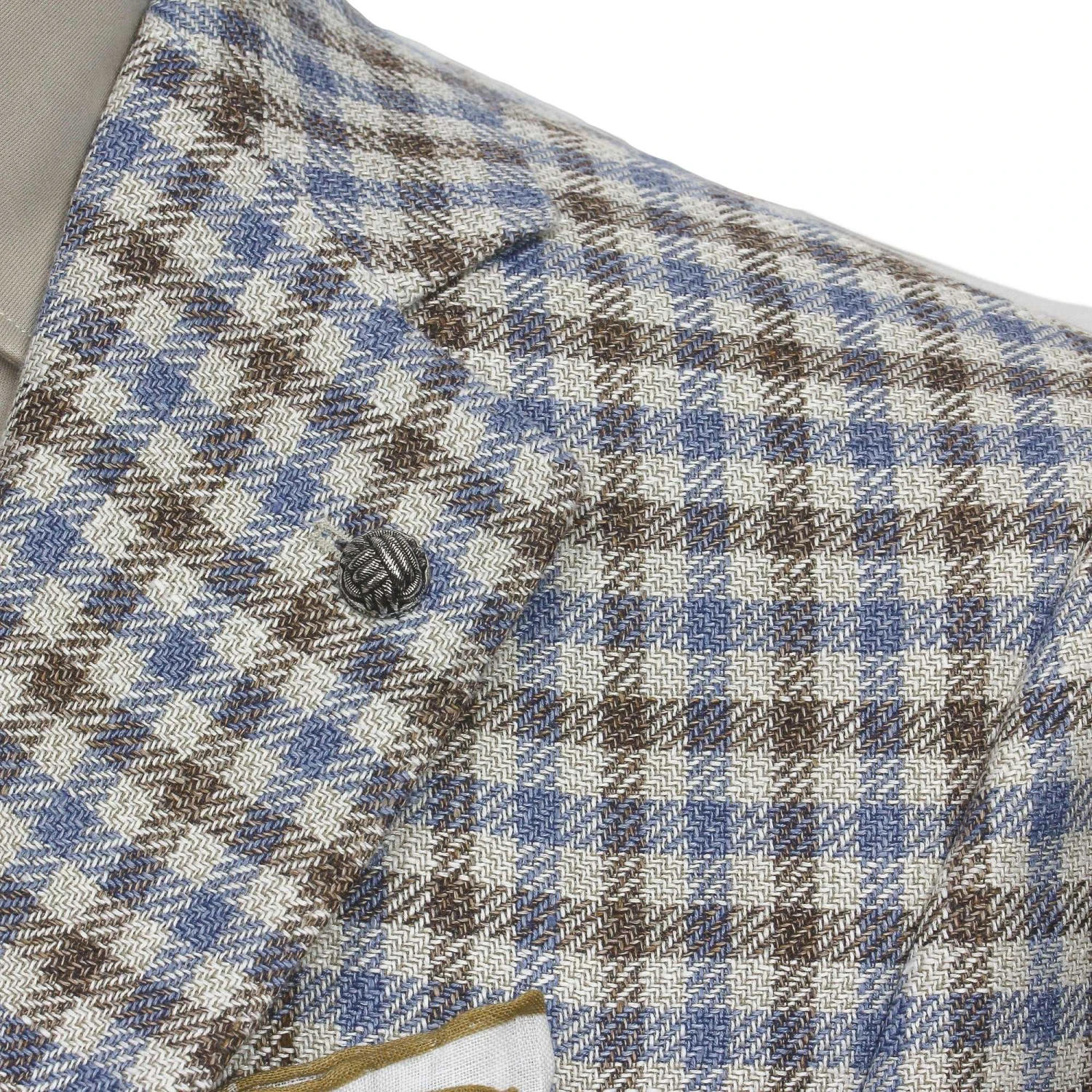 Blue & Brown Check Linen/Silk/Cotton Myles Contemporary Sport Jacket - Jack Victor 1913 5 Blue & Brown Check Linen/Silk/Cotton Myles Contemporary Sport Jacket - Jack Victor 1913 - Image 3
