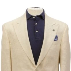 Cream Herringbone Wool Silk Linen Peak Lapel Morgan Contemporary Fit Sport Jacket - Jack Victor 1913 13 Cream Herringbone Wool Silk Linen Peak Lapel Morgan Contemporary Fit Sport Jacket - Jack Victor 1913 -ETON Store JACK VICTOR JVC11036 MORGAN 3