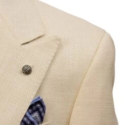 Cream Herringbone Wool Silk Linen Peak Lapel Morgan Contemporary Fit Sport Jacket - Jack Victor 1913 9 Cream Herringbone Wool Silk Linen Peak Lapel Morgan Contemporary Fit Sport Jacket - Jack Victor 1913 -ETON Store JACK VICTOR JVC11036 MORGAN 5