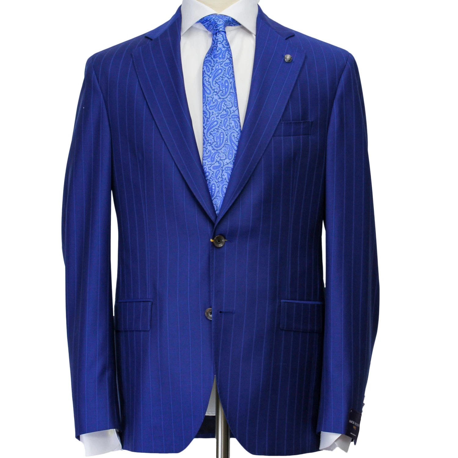 Blue Pin-Stripe Mason Contemporary Fit Wool Suit - Jack Victor 3 Blue Pin-Stripe Mason Contemporary Fit Wool Suit - Jack Victor
