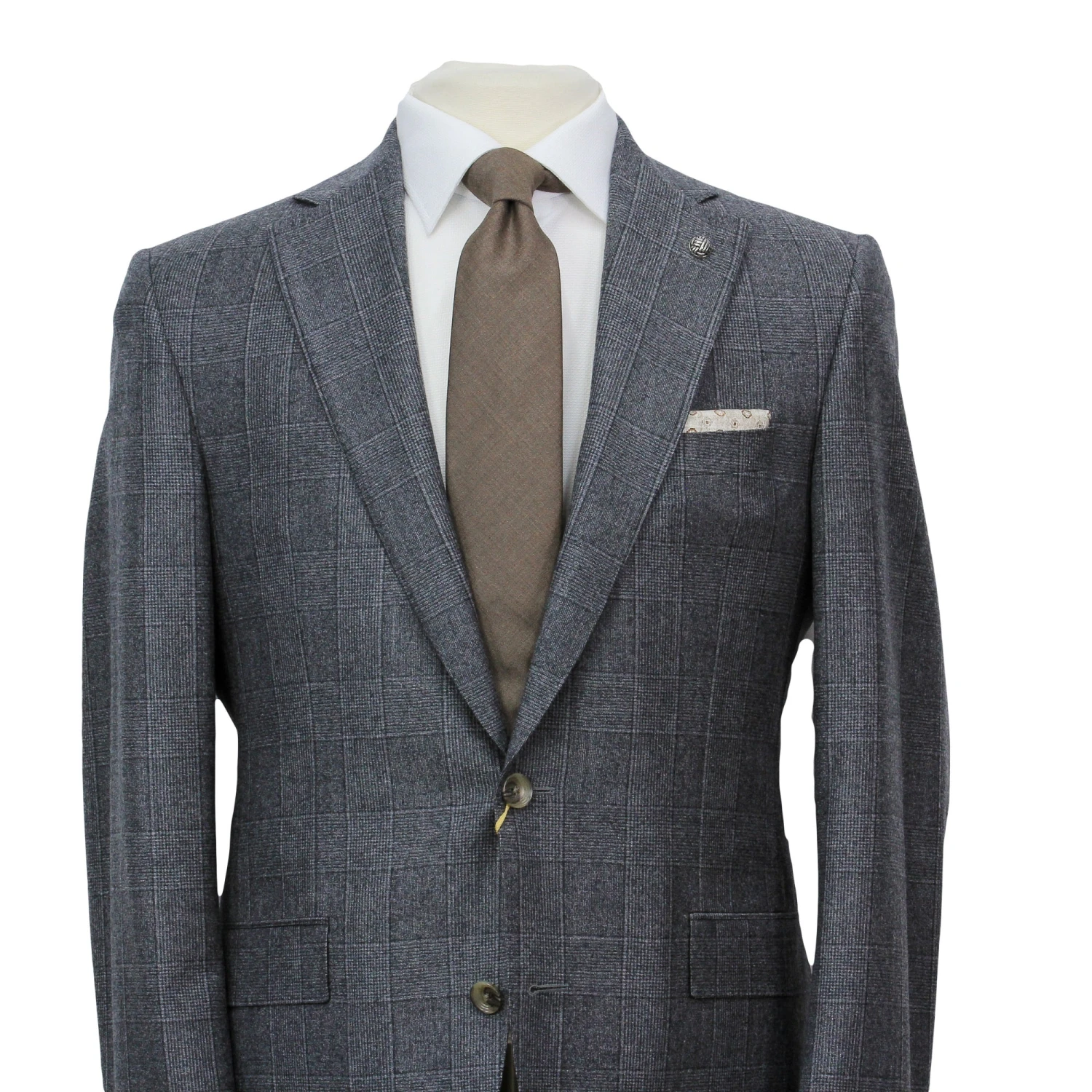 Gray Plaid Milled Reda Wool Essence Modern Fit Suit 5 Gray Plaid Milled Reda Wool Essence Modern Fit Suit - Image 3