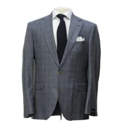 Gray & Blue Check Super 150's Loro Piana Wool Essence Modern Fit Suit - Jack Victor 1913