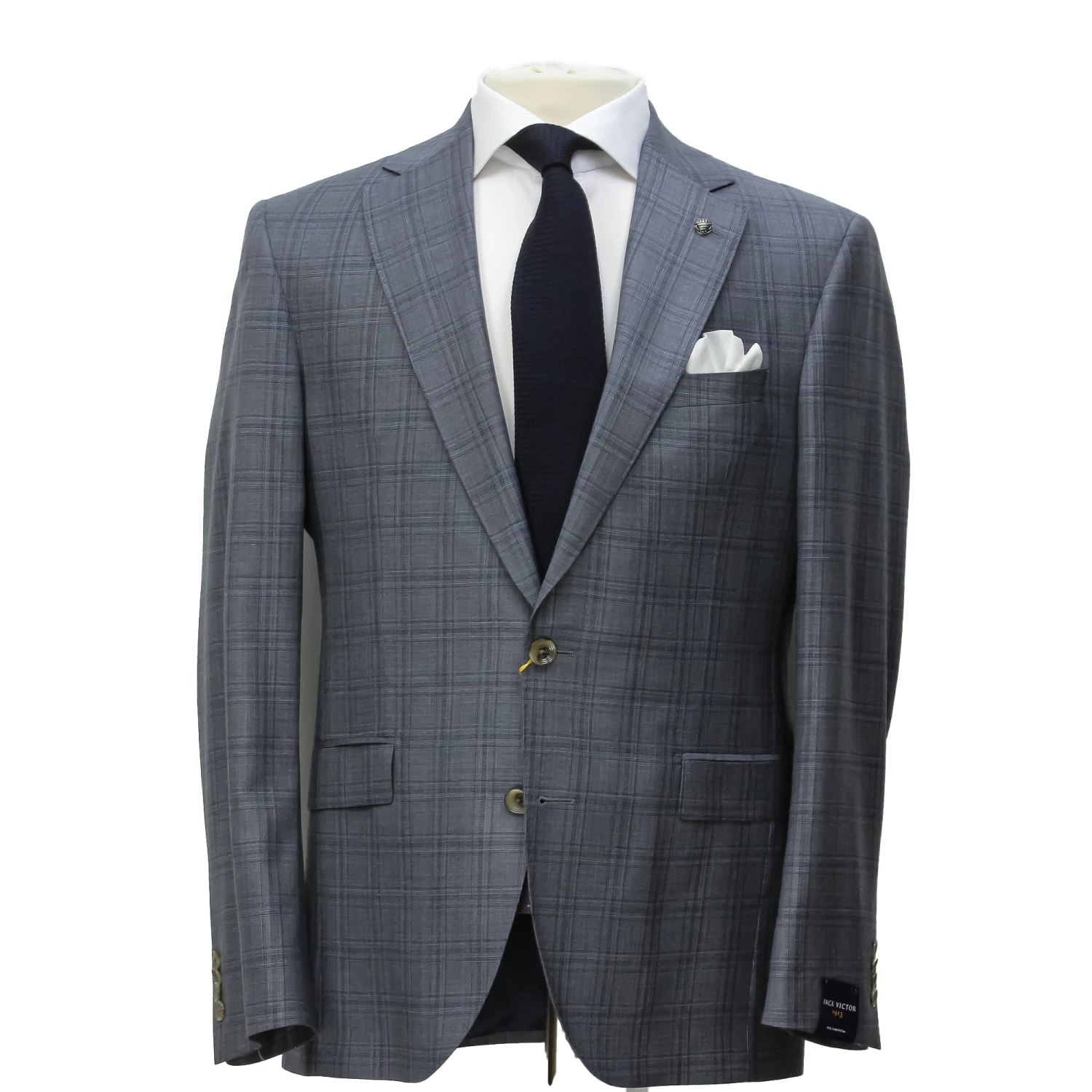 Gray & Blue Check Super 150's Loro Piana Wool Essence Modern Fit Suit - Jack Victor 1913 3 Gray & Blue Check Super 150's Loro Piana Wool Essence Modern Fit Suit - Jack Victor 1913