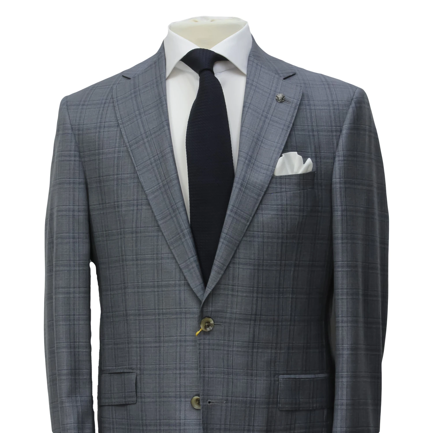 Gray & Blue Check Super 150's Loro Piana Wool Essence Modern Fit Suit - Jack Victor 1913 7 Gray & Blue Check Super 150's Loro Piana Wool Essence Modern Fit Suit - Jack Victor 1913 - Image 5