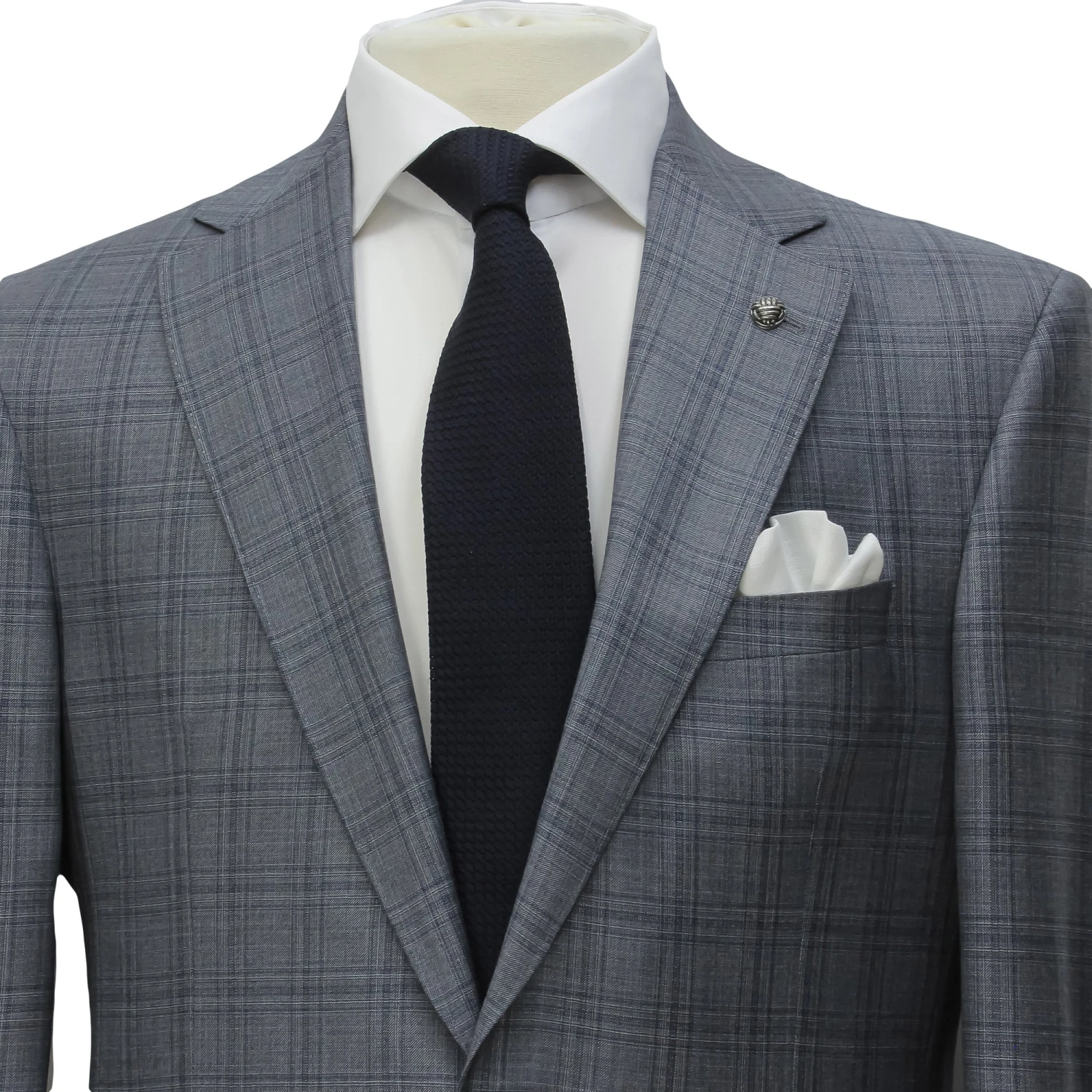 Gray & Blue Check Super 150's Loro Piana Wool Essence Modern Fit Suit - Jack Victor 1913 4 Gray & Blue Check Super 150's Loro Piana Wool Essence Modern Fit Suit - Jack Victor 1913 - Image 2