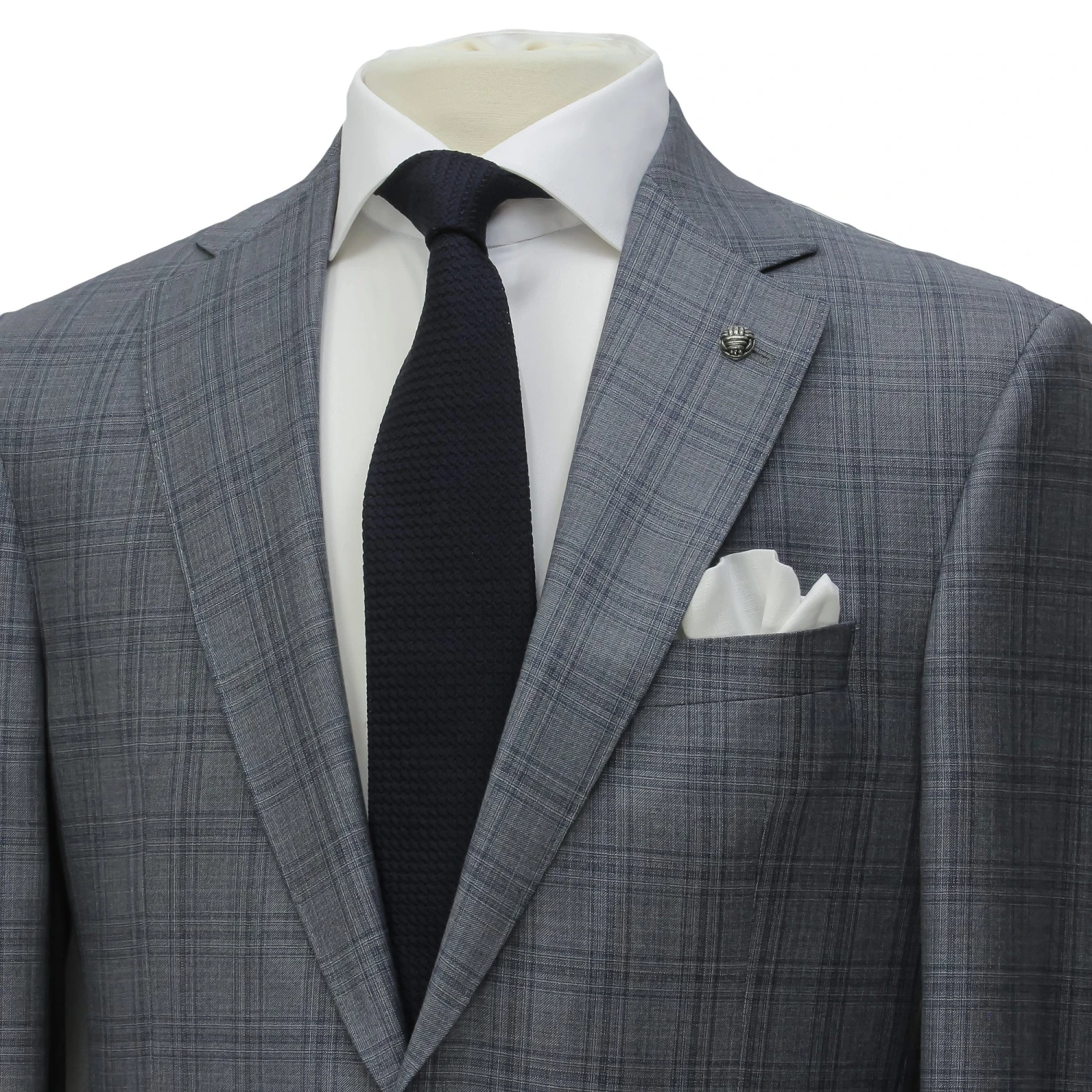 Gray & Blue Check Super 150's Loro Piana Wool Essence Modern Fit Suit - Jack Victor 1913 8 Gray & Blue Check Super 150's Loro Piana Wool Essence Modern Fit Suit - Jack Victor 1913 - Image 6