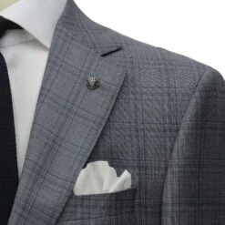 Gray & Blue Check Super 150's Loro Piana Wool Essence Modern Fit Suit - Jack Victor 1913 10 Gray & Blue Check Super 150's Loro Piana Wool Essence Modern Fit Suit - Jack Victor 1913 -ETON Store JACK VICTOR JVC31058 ESSENCE 5