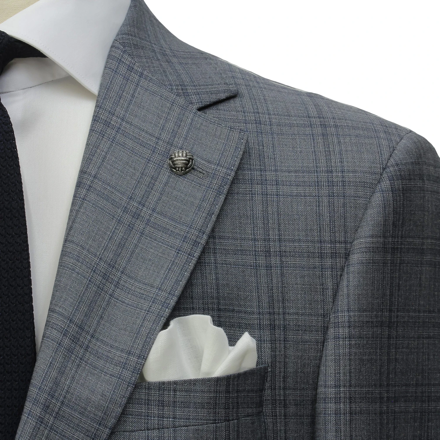 Gray & Blue Check Super 150's Loro Piana Wool Essence Modern Fit Suit - Jack Victor 1913 5 Gray & Blue Check Super 150's Loro Piana Wool Essence Modern Fit Suit - Jack Victor 1913 - Image 3