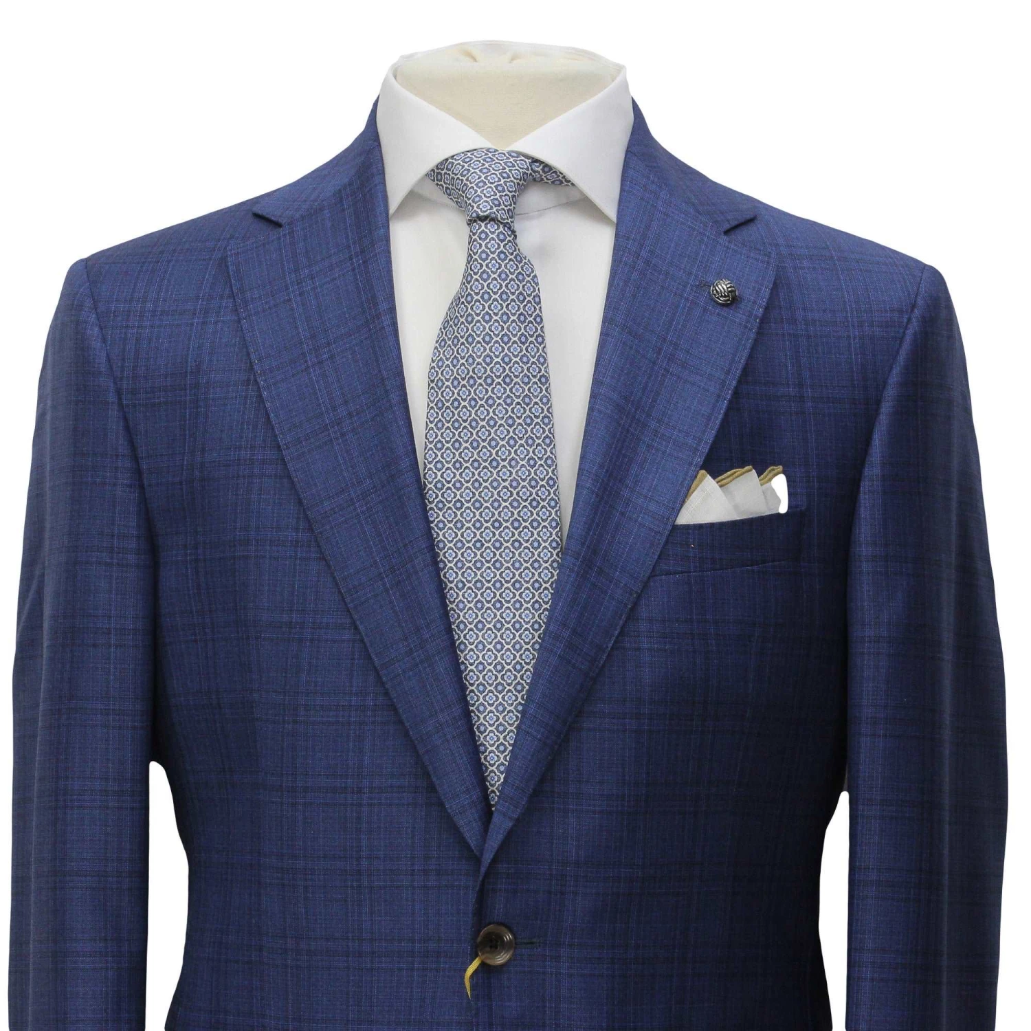 Blue Check Super 150's Loro Piana Wool Essence Modern Fit Suit - Jack Victor 1913 6 Blue Check Super 150's Loro Piana Wool Essence Modern Fit Suit - Jack Victor 1913 - Image 4