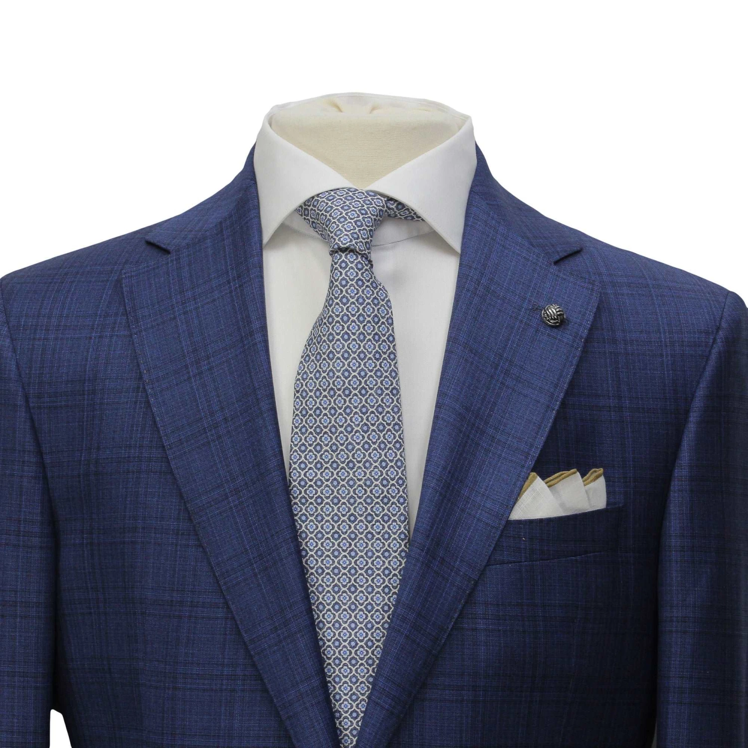 Blue Check Super 150's Loro Piana Wool Essence Modern Fit Suit - Jack Victor 1913 8 Blue Check Super 150's Loro Piana Wool Essence Modern Fit Suit - Jack Victor 1913 - Image 6