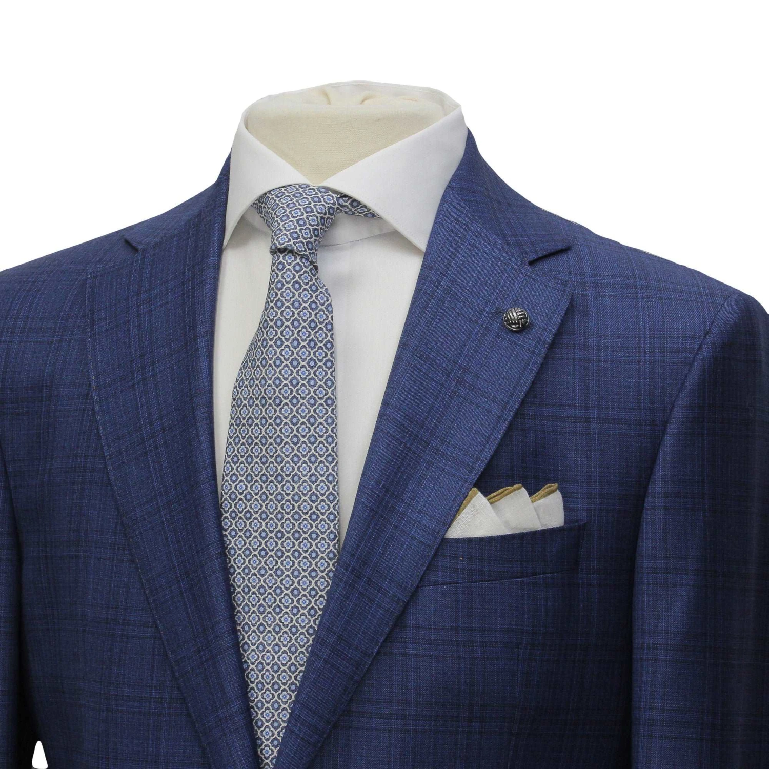 Blue Check Super 150's Loro Piana Wool Essence Modern Fit Suit - Jack Victor 1913 4 Blue Check Super 150's Loro Piana Wool Essence Modern Fit Suit - Jack Victor 1913 - Image 2