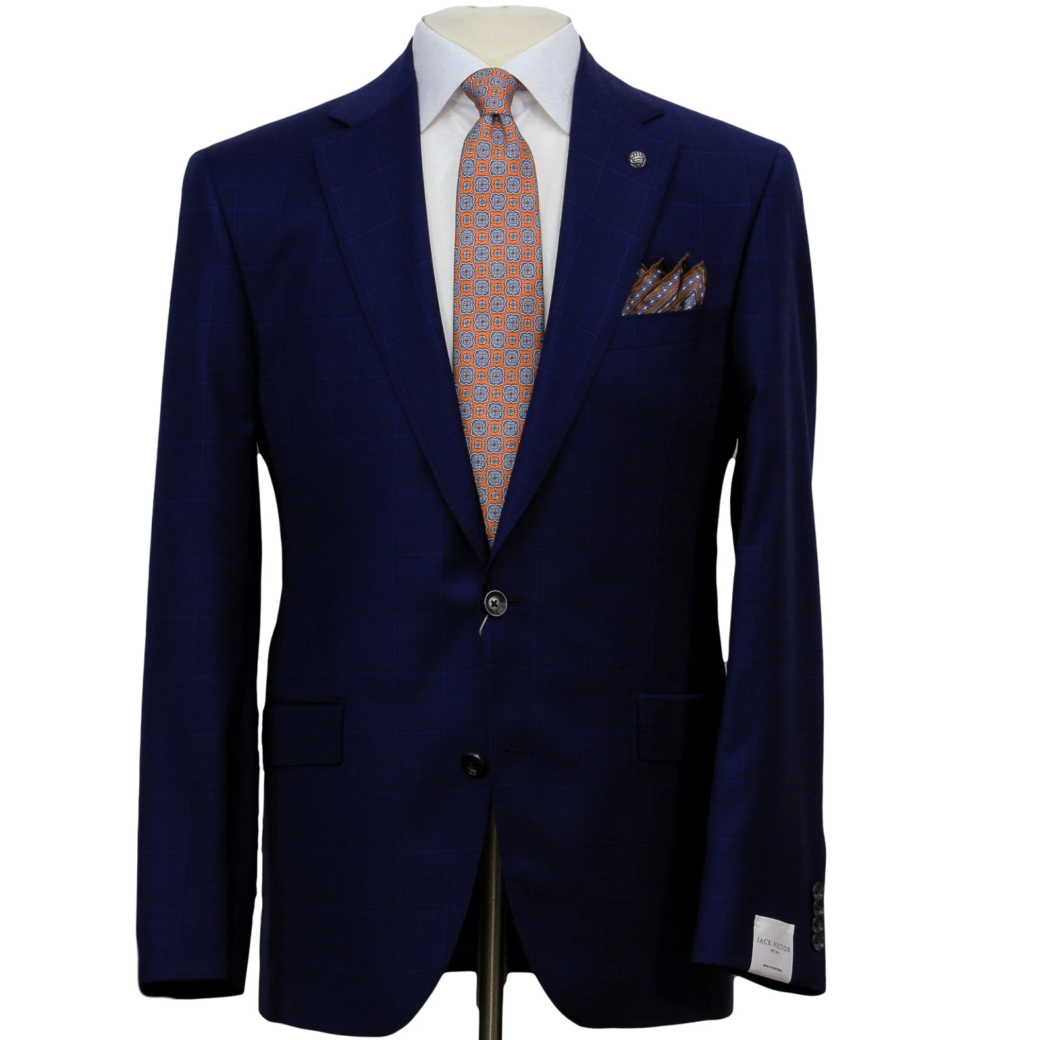 Royal Blue Windowpane Delfino Wool Essence Modern Fit Suit - Jack Victor 1913 3 Royal Blue Windowpane Delfino Wool Essence Modern Fit Suit - Jack Victor 1913