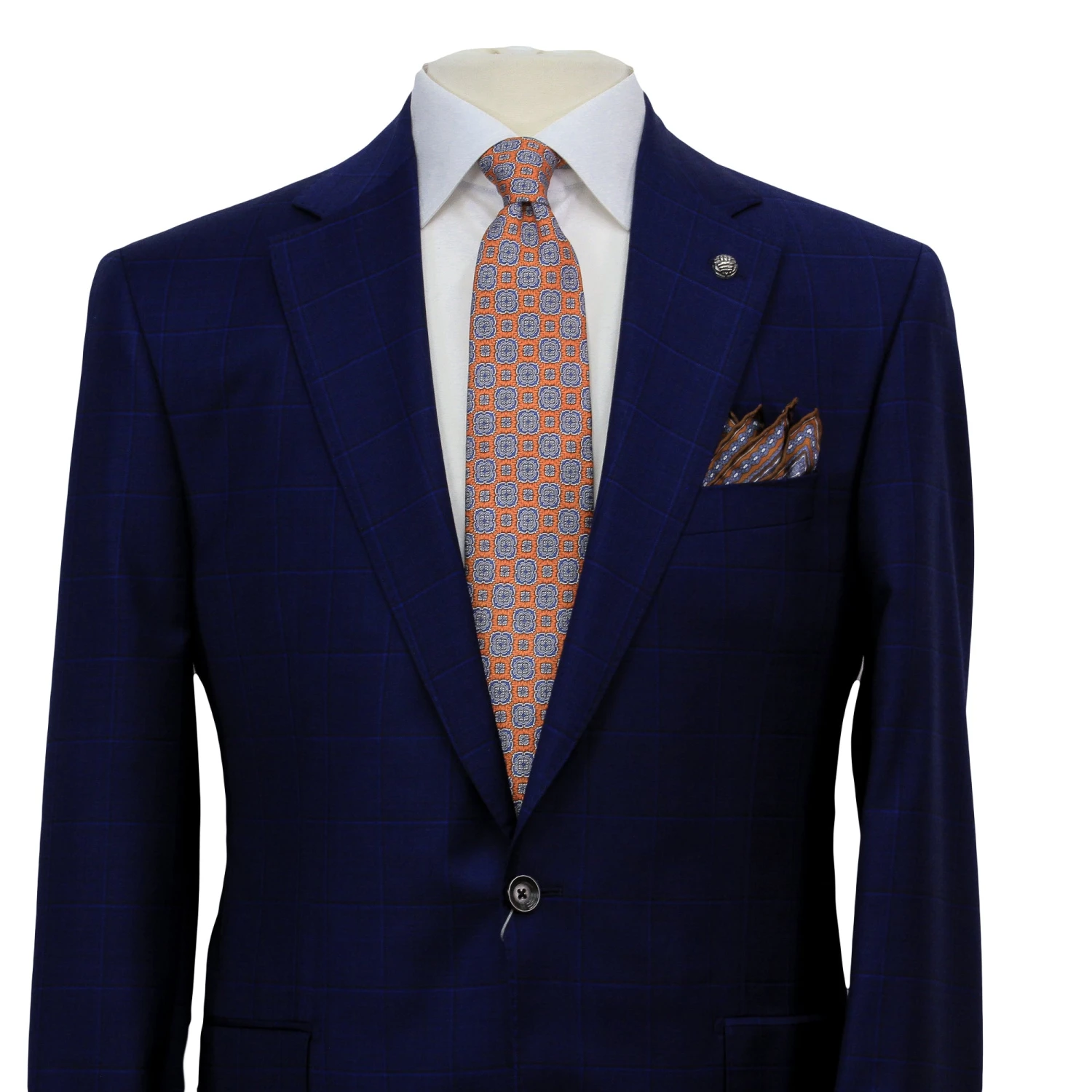 Royal Blue Windowpane Delfino Wool Essence Modern Fit Suit - Jack Victor 1913 4 Royal Blue Windowpane Delfino Wool Essence Modern Fit Suit - Jack Victor 1913 - Image 2