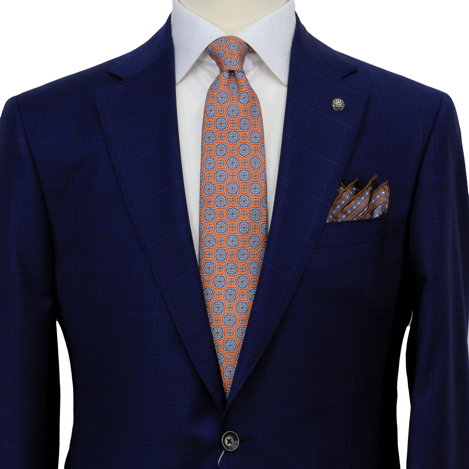 Royal Blue Windowpane Delfino Wool Essence Modern Fit Suit - Jack Victor 1913 5 Royal Blue Windowpane Delfino Wool Essence Modern Fit Suit - Jack Victor 1913 - Image 3