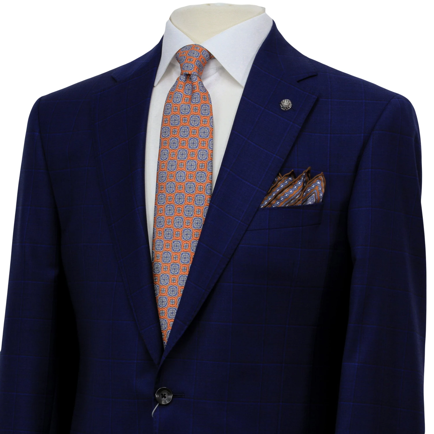 Royal Blue Windowpane Delfino Wool Essence Modern Fit Suit - Jack Victor 1913 6 Royal Blue Windowpane Delfino Wool Essence Modern Fit Suit - Jack Victor 1913 - Image 4
