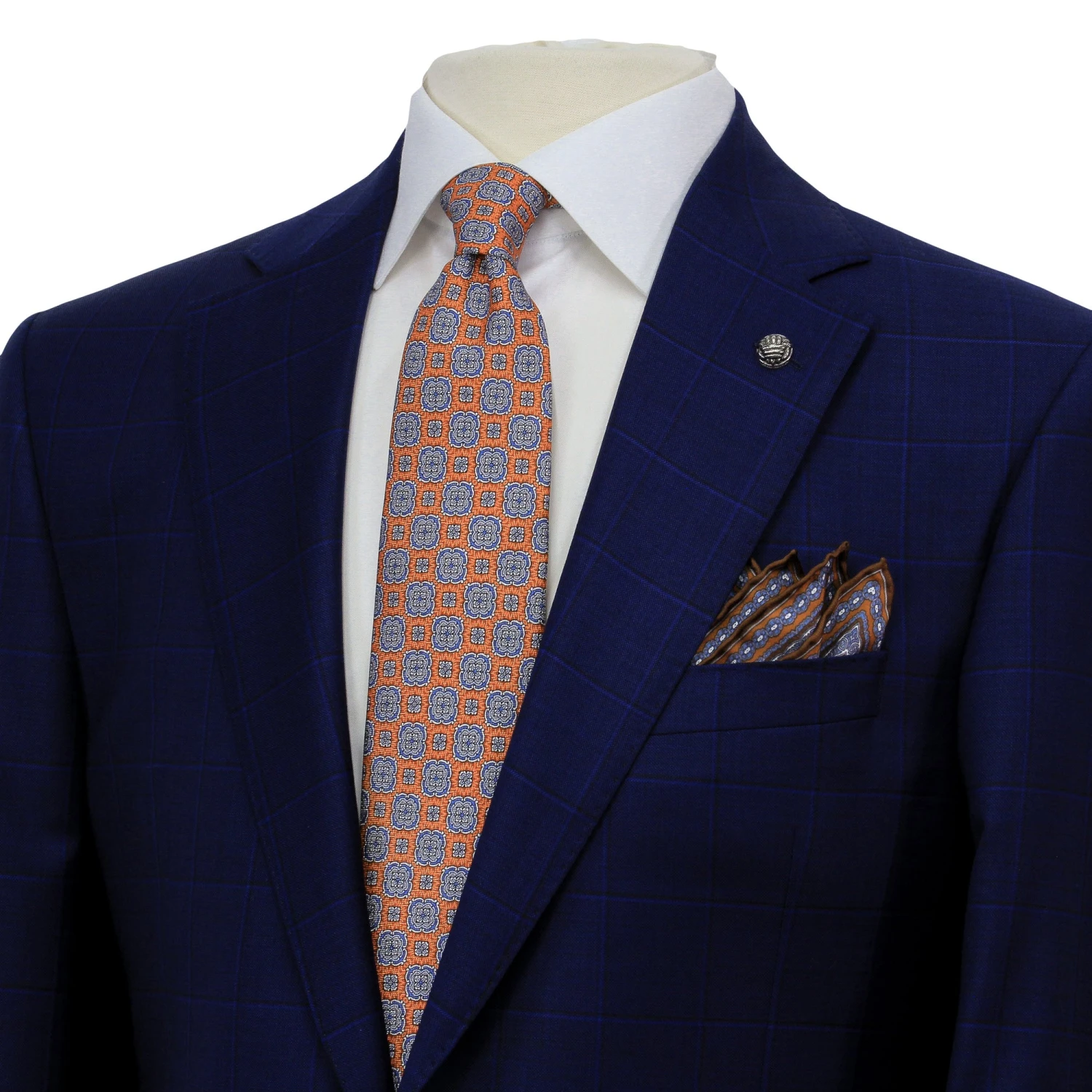 Royal Blue Windowpane Delfino Wool Essence Modern Fit Suit - Jack Victor 1913 7 Royal Blue Windowpane Delfino Wool Essence Modern Fit Suit - Jack Victor 1913 - Image 5