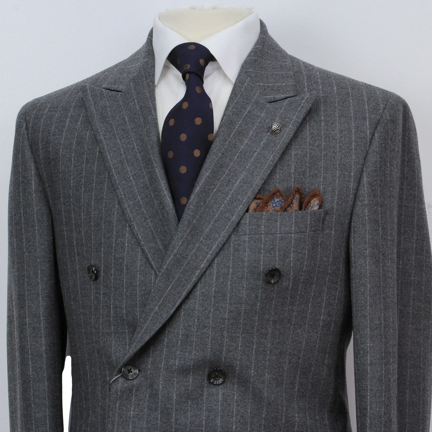 Gray Striped Ernest Modern Fit Loro Piana Jersely Double-Breasted Suit - Jack Victor 6 Gray Striped Ernest Modern Fit Loro Piana Jersely Double-Breasted Suit - Jack Victor - Image 4