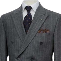 Gray Striped Ernest Modern Fit Loro Piana Jersely Double-Breasted Suit - Jack Victor 13 Gray Striped Ernest Modern Fit Loro Piana Jersely Double-Breasted Suit - Jack Victor -ETON Store JACK VICTOR LP3565 ESSENCE 5