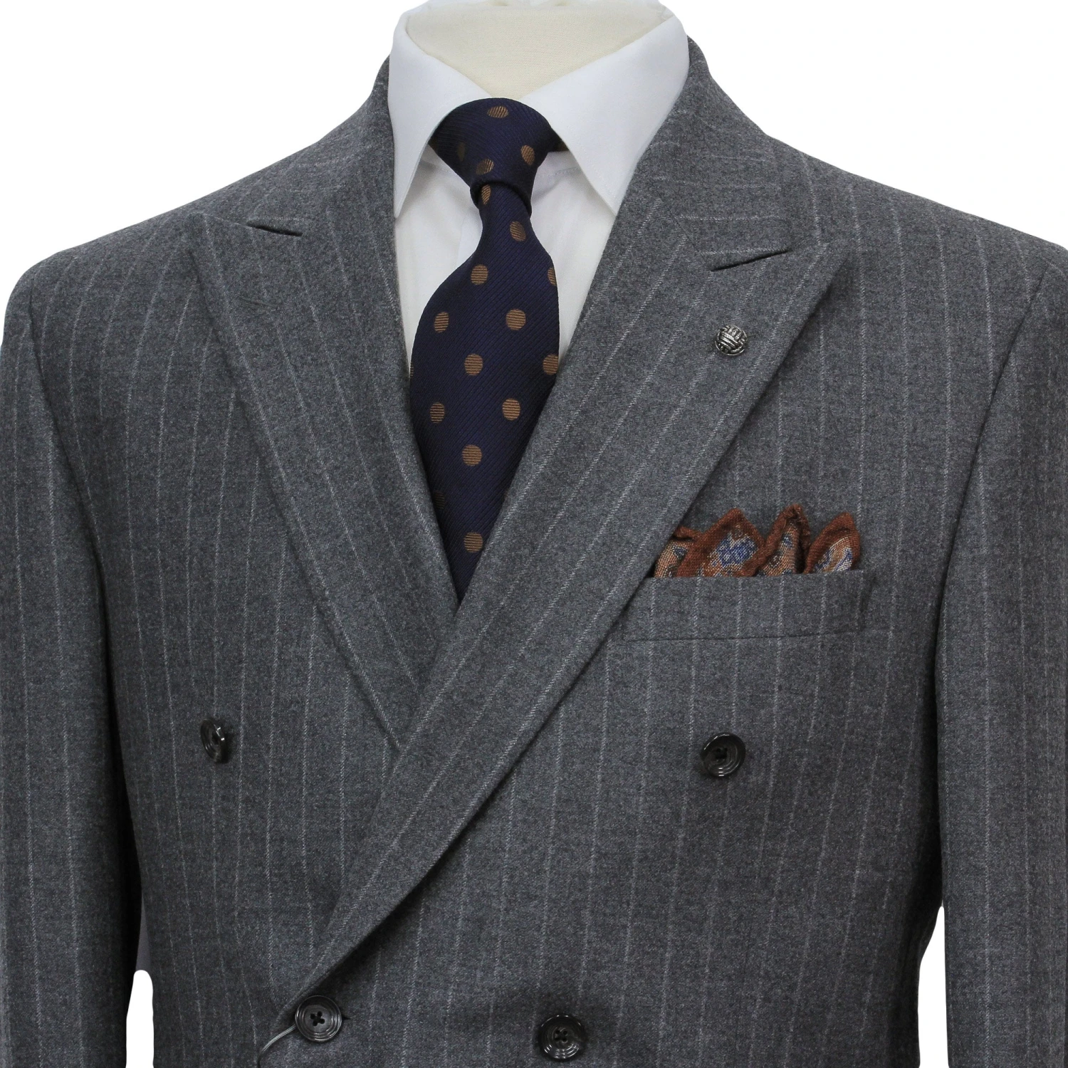 Gray Striped Ernest Modern Fit Loro Piana Jersely Double-Breasted Suit - Jack Victor 7 Gray Striped Ernest Modern Fit Loro Piana Jersely Double-Breasted Suit - Jack Victor - Image 5