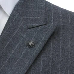 Gray Striped Ernest Modern Fit Loro Piana Jersely Double-Breasted Suit - Jack Victor 14 Gray Striped Ernest Modern Fit Loro Piana Jersely Double-Breasted Suit - Jack Victor -ETON Store JACK VICTOR LP3565 ESSENCE 6