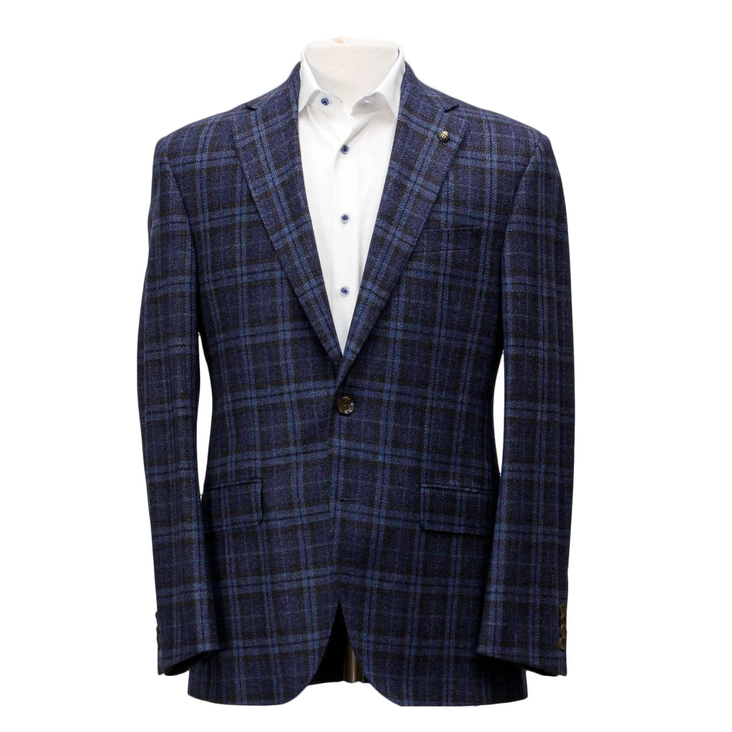 Blue Check Wool Silk Century Classic Fit Sport Coat - Jack Victor 1913 Collection 3 Blue Check Wool Silk Century Classic Fit Sport Coat - Jack Victor 1913 Collection